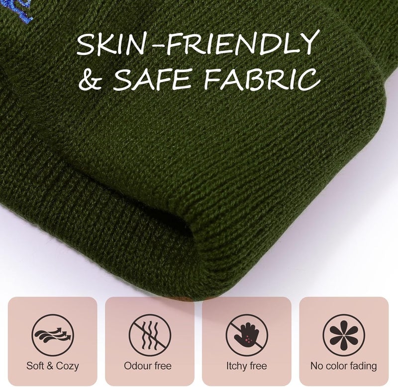 KDVOG Store Kids Knit Beanie Cute Fire Trucks Embroidery Warm Cuffed Skull Caps Classic Autumn Winter Hats for Boys Girls 3-8 Years - Image 3